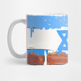 Israeli Flag on Bricks Painting Mug